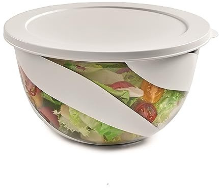 Snips, Ensaladera Color Blanco, Ensaladera con Tapa 5 LT, Cuenco para Mezclar, Made in Italy, Libre de BPA