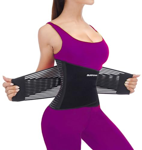 Waist Trainer for Weight Loss, Stomach Flattener Body Shaper Band, Cincher Belly Tummy Trimmer Back Support Belt, Abdominal Slimming Binder Fat Burner Gym Girdle for Exercise Fitness Black L