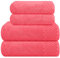 MyOwn Ultra Soft 4er-Pack Handtuch-Set, Baumwolle, enthält 2 übergroße Badetücher 70 x 140 cm, 2 Handtücher 50 x 90 cm, für den täglichen Gebrauch, kompakt und leicht — Korallenorange