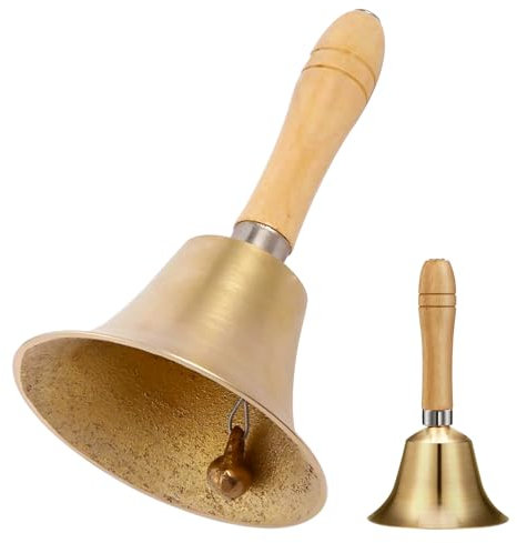 GmeDhc Gsrhzd Glocke, 1 Stücke Tischglocke, Klassisch Handglocke, Metall Glocken mit Holzgriff, für Schule, Abendessen am Empfang, Hotelservice, Meditationsgebet