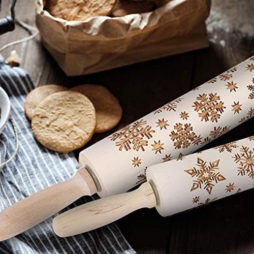 Snöflinga Mönster Kavel - Trä Kavel för Matlagning och Bakning av Kakor