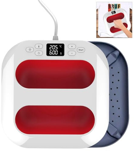 Transferpresse, Heizpresse Plotter 2 in 1, Hitzepresse(9 x 9), T-shirt Druckmaschine Zeitmesser/Schnelles Aufheizen, Bügelpresse, Plotter Presse, Heat Press für Hosen/Hüte/Taschen/Cotton/Polyester