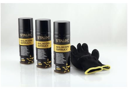 Staloc Silikonspray - ideal für die Gummipflege und Auto Kunststoffpflege, 3in1 Schmier-, Gleit- und Trennmittel, transparent 400ml - 3 Stück
