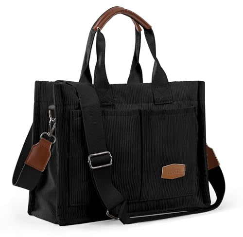 HOMIEE Corduroy Tote Bag for Women, Lightweight Handbags Shoulder Bags with Zipper, Ladies Girls Crossbody bags Shopping Bag for Work School Shopping Travel College Valentine's Day