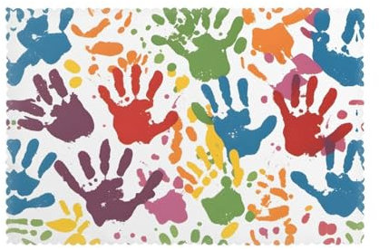 WHJSHOP Tischsets, 6 Stück, 30,5 x 45,7 cm, für Esstischdekoration, dick, stabil und hitzebeständig, Handabdruck für Kinder
