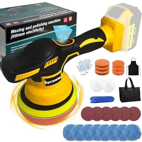 Cordless Car Buffer Polisher for Dewalt 20V Battery, 8 Variable Speed Car Polisher,6 Inch Portable Orbital Buffer Polisher Kit for Car Detailing/Waxing/Polishing(Battery Not Include)