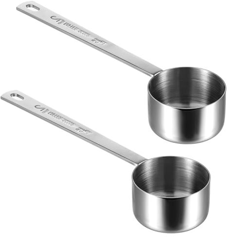 Gjinxi 2PCS 2 Tablespoon Coffee Scoop, Stainless Steel Long Handle Measuring Scoop for Dry and Liquid Ingredients (30ml, 1/8cup), Coffee Scooper for Measure and Ground