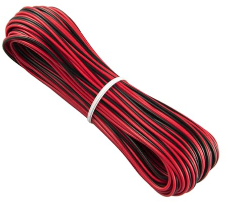 Urcianow 15 Metros Cable Rojo Negro Led 2x0,2mm² negro y rojo Cable 2 Hilos de PVC Paralelo 17 * 0.12mm Alambre Cobre Estañado para Conectores de Tira de LED