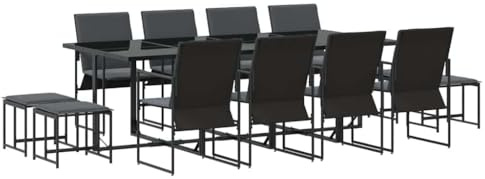 vidaXL Set di 4 Panchine da Giardino con Cuscini | Moderno Cubo Nero Durevole Textilene Seduta Esterna Comoda Mobili da Patio per Balcone e Giardino Compatti