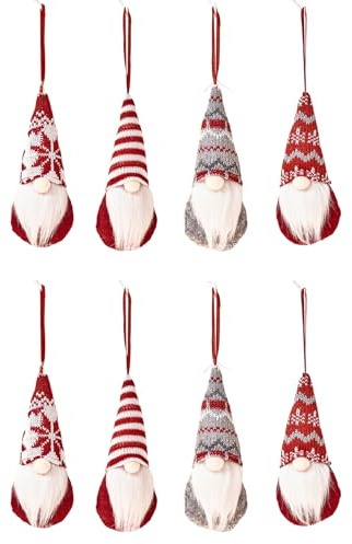 MUNSKT 8 PCS Christmas Gnomes Hanging Ornaments Gonk Plush Ornaments Decor Christmas Tree Hanging Swedish Elf Xmas Home Decorations Decorations Xmas