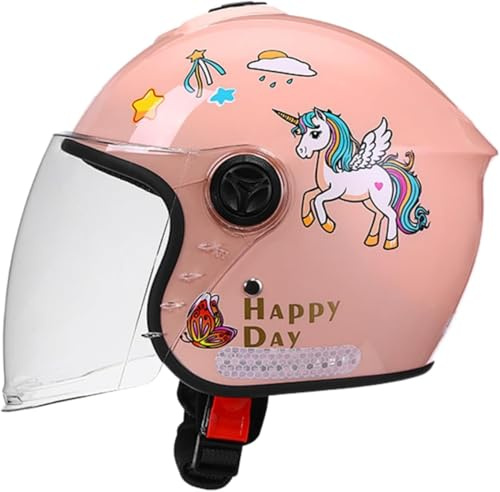 Caimcie Offener Motorradhelm für Kinder | 3/4-Jethelm für Kinder | mit Sonnenblende | Rollerhelm für Kinder | ECE/DOT-geprüft | für Jungen und Mädchen von 4 bis 15 Jahren I,50-55cm