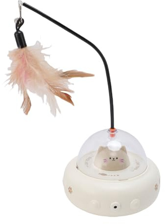 Bewinner Juguete Interactivo Automático para Gatos con Varita de Plumas, Juego Eléctrico Inteligente con Detección de Movimiento para Gatos de Interior, Múltiples Modos de Juego y Recargable por USB
