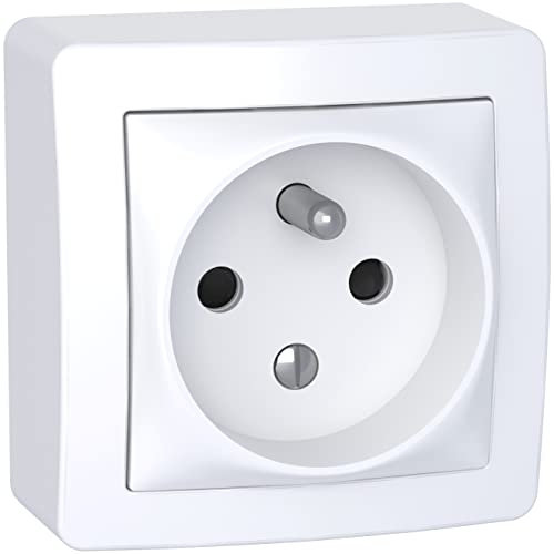 Schneider Electric - Alréa - prise de courant - 2P+T - complet - blanc polaire - ALB62272P