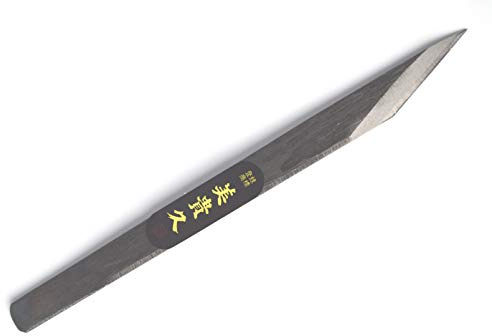 Ikeuti Couteau Kiridashi Japonais Droit Menuiserie Ebénisterie - Forgé Main au Japon - Droitier (Noire, 12 mm)