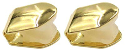 2Pcs Gold Plated Single Tooth Cap Grill z - Hip Hop Plain Tooth Caps for Men & Women - Instant Bling for Rapper Costumes, Halloween & Fancy Dress Parties - Gold