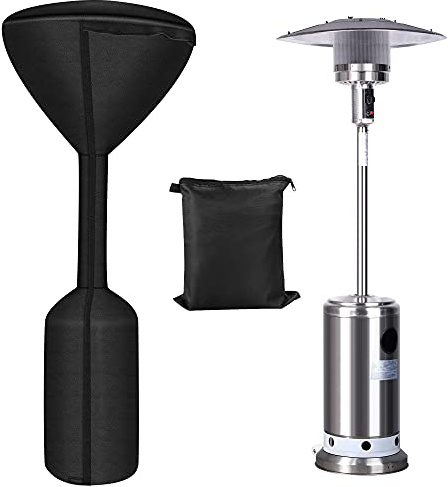 Coperture riscaldanti da terrazza migliorate con cerniera e borsa portaoggetti impermeabili, resistenti alla polvere, al vento, alla luce del sole, alla neve, nero, 241,3 cm di altezza