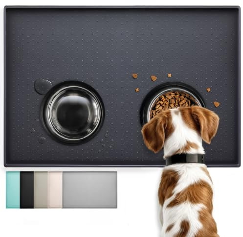 Conlun Tapis de Nourriture pour Chien et Chat de Silicone, Design antidérapant, Bord surélevé pour éviter Que l'eau ou la Nourriture ne se renverse, Passe au Lave-Vaisselle, Facile à Nettoyer