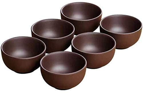 HonHeam Juego de 6 Tazas de Degustación de Té Chino Kung Fu - Cerámica de Arena Morada (Morado)