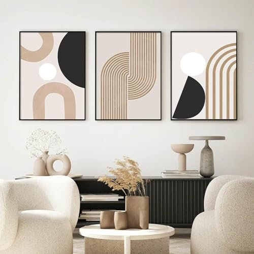 EudoER Minimaliste Tableaux Abstraite Ligne Affiches Géométrique Murale Art Toile tableau Peinture Salon Moderne Intérieur Decoration de La Maison 50x70cmx3 Sans Cadre