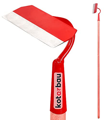 KOTARBAU® Azada de jardín de metal, 185 x 55 mm, forma trapezoidal, con mango de madera, 131 cm, azada para plantas y malas hierbas, herramienta para aflojar, trasplantar, deshierbar, cuidado del