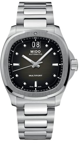 MIDO Multifort TV Big Date - Swiss Automatic Watch for Men - 40mm Case - Grey Dial - Stainless Steel Bracelet - M0495261108100