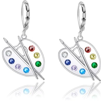TALYKONG Artist Paint Palette and Brush Earrings Art Leverback Dangle Earrings Gifts for Artist