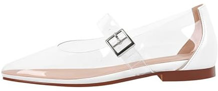 blingqueen Damen Ballerinas PVC Transparente Flache Pumps Flats Riemchen Schnalle 43 EU