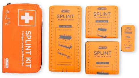 FLEXEO Splint-Schienen | 4-teiliges Set & gerollte Schiene – Zuschneidbare & wiederverwendbare Immobilisationsschienen zur Fixierung und Stabilisierung von Verletzungen (Splint-Schienen-Set)