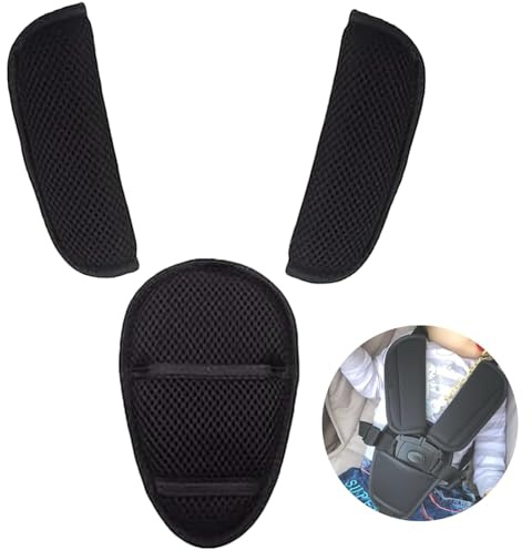 Paquete de 3 fundas de correa de asiento de coche y almohadilla de entrepierna para cochecito de bebé, fundas suaves universales para cinturón de seguridad para recién nacidos, bebés, niños, fundas.