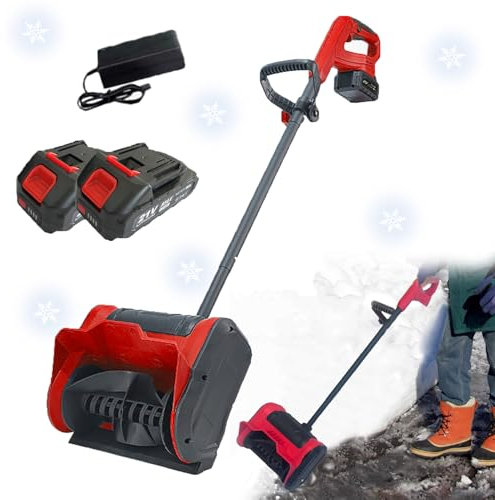 Hooha Schneefräse 21V 32cm 2Ah Akku-Schneeschaufel mit Sicherheitsschalter&Ladegerät Verstellbarem Frontgriff Elektrisch Schneefräse für die Draußen Schneeräumung auf Einfahrten Decks und Gehwegen