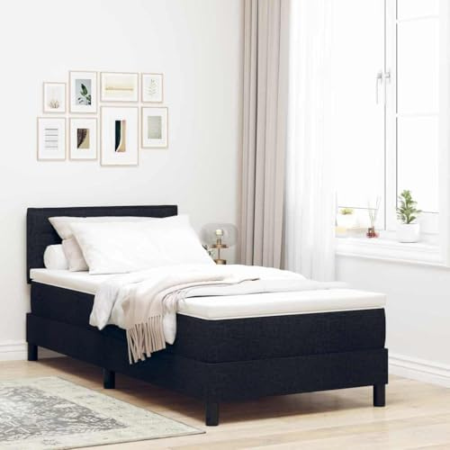 vidaXL Boxspring Säng med Madrass Svart 100x200 cm Tyg