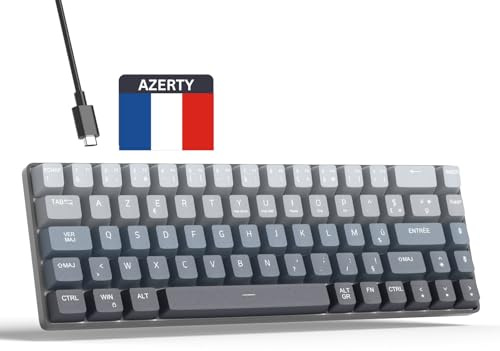 MageGee Clavier Gamer Mécanique AZERTY | Clavier Gamer 60% AZERTY | Compact 69 Touches avec Rétroéclairage LED | Mini Clavier Filaire avec Switchs Rouges pour PC, Ordinateur Portable, Mac