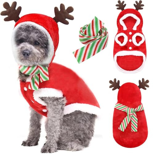 Maglioncino Cane Taglia Piccola Inclusa la sciarpa per Cane o Gatto, Maglione Natalizio per cani, Cane Gatto Maglieria Costume, Cane Gatto Maglieria Maglione, Caldo per l’inverno(L)