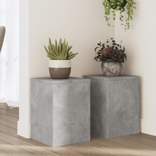 Frdhee Banco de flores para salón, soporte para plantas, 2 unidades, color gris hormigón, 25 x 25 x 35 cm, material de madera, estantería para salón y balcón