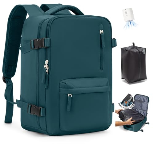 SZLX Sac à Dos Sous Vide Voyage 40x30x20 avec pompe Bagage Cabine 40x30x20 pour Ryanair Wizz air Bagage à Main Femme Sac à Dos pour Ordinateur Portable 14 Pouces Homme avec Compartiment à chaussures