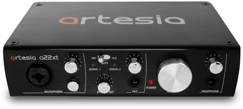 Artesia A22xt USB-Audio-Interface mit 24Bit/96 kHz hochauflösende Aufnahme, 48 V Phantomspeisung, XLR-Eingang, professionelles Audio-Interface für Musikproduktion, Streaming, Podcasting