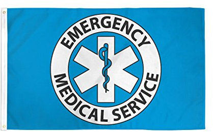 AZ FLAG - Drapeau Emergency Medical Service des Etats-Unis - 150x90 cm - Drapeau Urgences Des Usa 100% Polyester Avec Oeillets Métalliques Intégrés - Pavillon 110 g