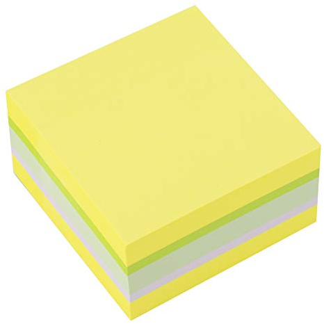 D.RECT | Foglietti Adesivi | Set di 1 Pezzi | 75x75mm | Note Adesive | 1x400 un Blocco di Fogli | Forniture per Ufficio | Colori Neon - Agrumi