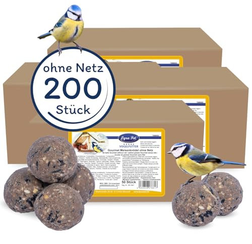 Lyra Pet® | 200 Gourmet Meisenknödel ohne Netz à 80 g | Energiespender für Wildvögel | Nährstoffreiches & Fetthaltiges Wildvogelfutter | Kraftspendendes Fettfutter | Vogelfutter für Sommer & Winter