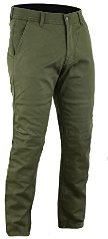 Bikers Gear Australia Jeans Green Pantalones Vaqueros Chinos para Motocicleta, con Forro Kevlar, Estilo Moderno, Color Verde, protección CE 1621-1, 46 para Hombre