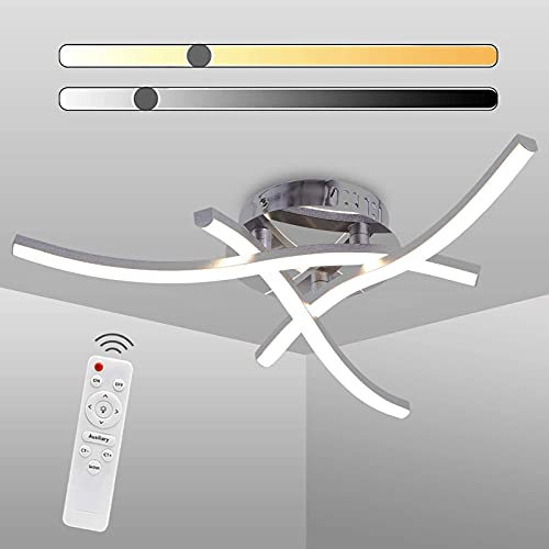 LED Ceiling Light Dimmable Elegant Curved Design LED Ceiling Lamp 3 Built-in Boards 18W 1440lm Modern Metal Ceiling Lighting Fixture for Living Rooms Bedrooms