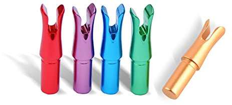 SHARROW 12 Stück Bogenschießen Pfeilnock Aluminiumlegierung Ersatzeinsatz Pfeilschwänze DIY Jagdpfeil Zubehör für ID 6,2 mm Pfeilschaft (Orange)