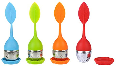 Infuseur de Thé, Feuilles de Thé Infuseur, Filtre Diffusseur, Passoire a Thé à Forme de Feuille de Thé, Infuser à Thé Silicone, Infuseur à Thé avec Plateau, Boule à Thé, Infuseur Réalisé en Silicone