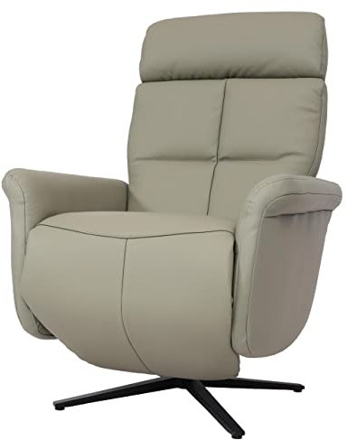 Mendler Relaxsessel HWC-L10, Design Fernsehsessel TV-Sessel Liegesessel, Liegefunktion drehbar, Voll-Leder - grau