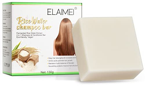 Bio-Reiswasser-Shampoo-Riegel für luxuriöse Haarpflege, Natural Hair Care Delight 2In1 Reiswasser-Shampoo- und Conditioner-Riegel, für Haarwachstum, feuchtigkeitsspendend