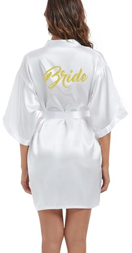 JCQIGOA Brud silke morgonrock för kvinnor UK damer kimono satin rock lätt japansk bröllop morgonrockar pyjamas kort
