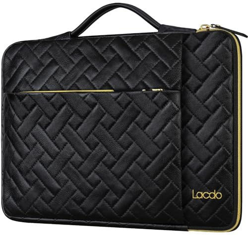 Lacdo 360° Protective Laptop Sleeve Case Bag for 15.6 inch ASUS Vivobook/Chromebook/TUF Gaming, Lenovo IdeaPad 3 Chromebook 15, Dell Inspiron 15, HP Pavilion 15, Acer Aspire 5/Nitro 5, Elegant Black