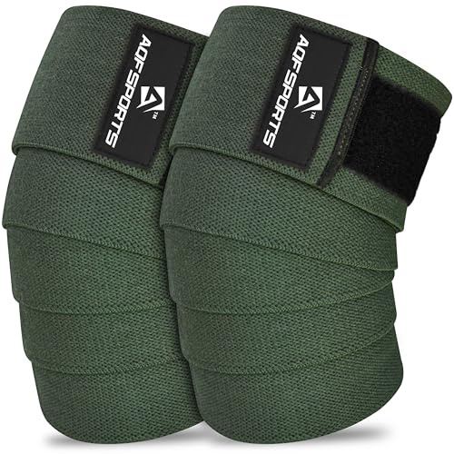 AQF Rodilleras Vendajes para Levantamiento de Pesas - Aprobadas por IPL y USPA Soporte de Rodilla para Gimnasio - Correas de Soporte Elásticas Resistentes de 78 pulgadas Protección para Powerlifting