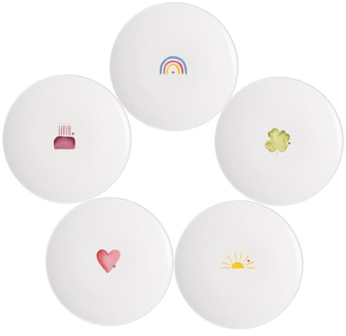 Villeroy & Boch With Love Lot de 5 assiettes à petit-déjeuner 21 x 21 x 2,5 cm, petite assiette pour gâteaux, salades et desserts, porcelaine de qualité supérieure, passe au lave-vaisselle et au