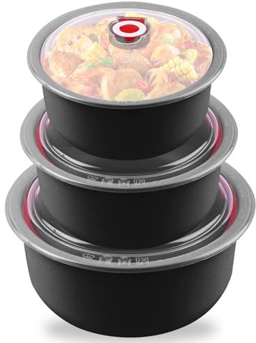 MEGYAD 3er Set Mikrowellengeschirr mit Deckel: Mikrowellengeschirr Frischhaltedosen 260/480/900ML, Mikrowellen Multischüssel Brotdose für Spülmaschine, Mikrowelle, Backofen, Kühlschrank